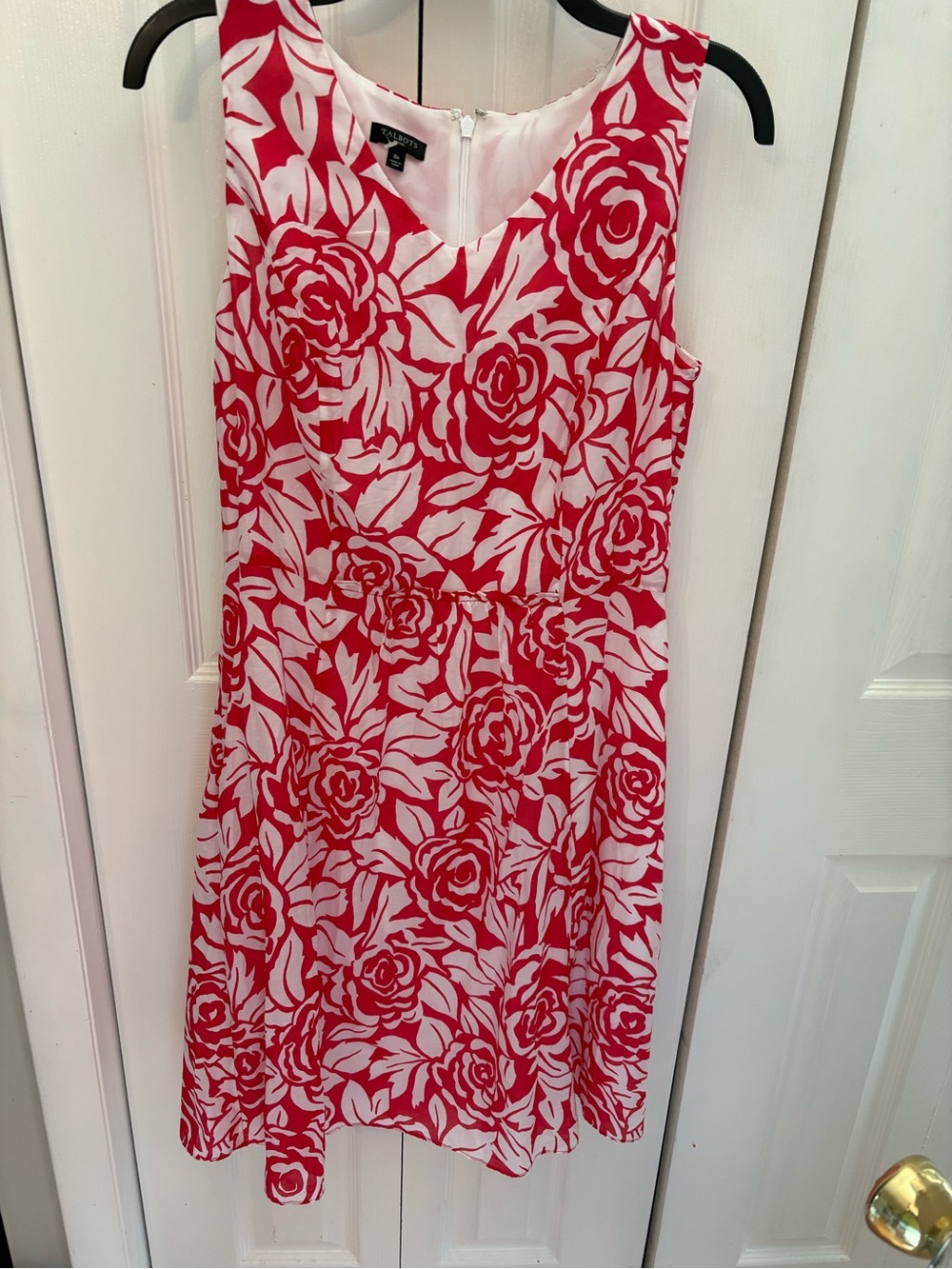 Talbots Pink & White Floral V-Neck Midi Dress